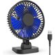 thumbnail image 1 of USB Desk Fan, Quiet Small Desk Fan Outlet, Ideal for Office Bedrooms, 3 Settings, Powerful Airflow, Quiet, 40 Tilt, 1.1m Cord (Black Blue), 1 of 5