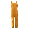 thumbnail image 3 of Fangasis Ladies Long Pants Belt Jumpsuits Sleeveless Romper Women Casual Overalls Solid Color Beach Trousers Yellow XXL, 3 of 8