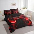 thumbnail image 3 of Manfei Futuristic Gamepad Boys Twin Bedding Sets 7-Piece, Black Red Honeycomb Bedding Comforter Set, Geometric Abstract Reversible Sheet Sets, Ultra Soft Home Decor, 3 of 7