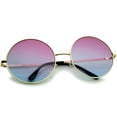 thumbnail image 4 of Super Oversize Slim Temple Colorful Gradient Lens Round Sunglasses 61mm (Gold / Pink-Blue), 4 of 4