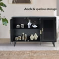 thumbnail image 5 of Tina's Home Boho Sideboard with 3 Lattice Doors  and Wooden Legs Storage Cabinet Credenzas Home Living Room Black, 5 of 8