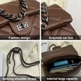 thumbnail image 3 of Bolso de PU de un solo hombro, bolso suave para mujer, bolso con cadena de diamantes, bolso cruzado de un solo hombro, marrón, 3 of 5