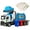 Blue, variant on Anmyjuly Simulated Alloy Electric Garbage Truck Toy with Lifting Frame, Opening Doors, Rotating Mirrors, Lights & Sound Effects for Boys Age 4-7, Includes 4 Small and 1 Large Toy Garbage Cans
