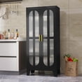 thumbnail image 5 of 64" Tall Corner Cabinet, Metal Storage Cabinet with 4 Doors and 1 Open Display Storage Shelves, Farmhouse Corner Cupboard for Bathroom Living Room Bedroom Kitchen or Hallways (Black), 5 of 15