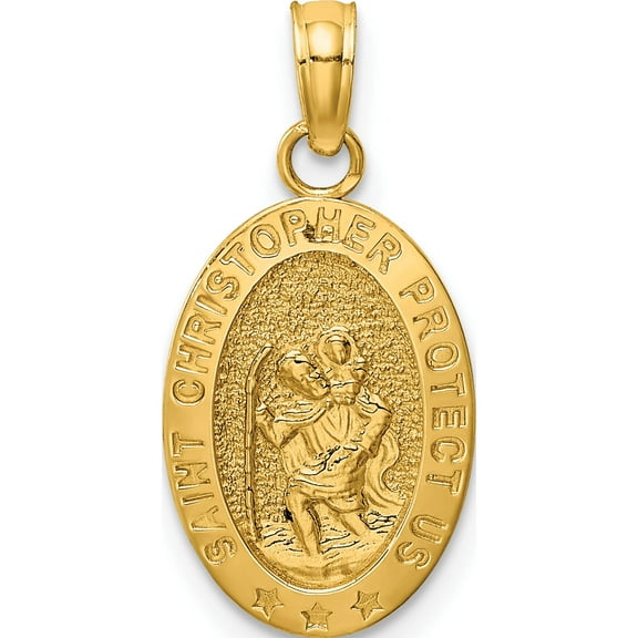 14K Yellow Gold Saint Christopher Medal Pendant (22 X 11) Made In Peru k5081