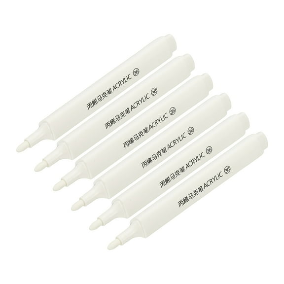 Acrylic Paint Marker Pens, 6Pcs Acrylic Paint Pens Waterproof Paint Art Marker Pen Water Based Paint Pen for DIY Craft, White
