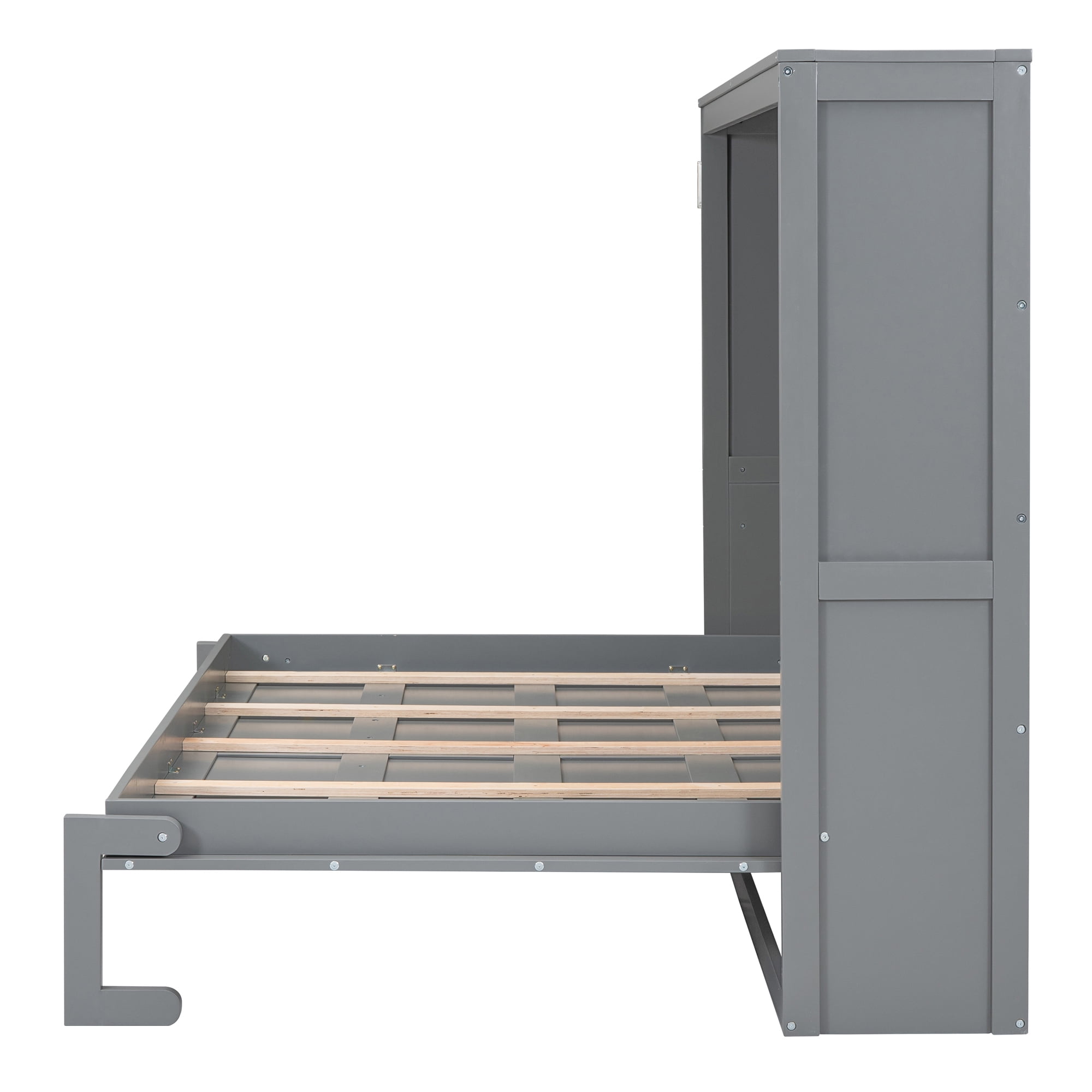 Mintazer Queen Size Murphy Bed, Folding Wall Cabinet Bed for Guest Room Home Office Studio Apartment, Grey