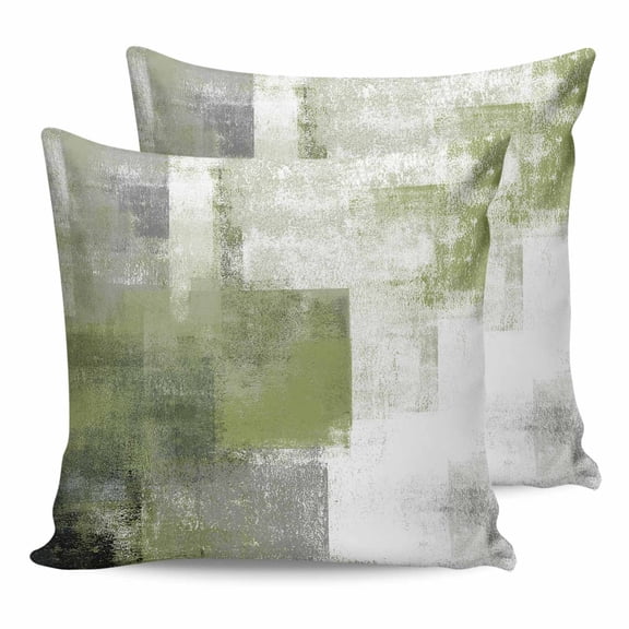 26x26 Pillow Covers Set of 2, Sage Green Ombre Throw Pillow Covers Decorative Couch Cushion Case, Vintage Shabby Abstract Plaid Art Microfiber Square Pillowcases for Bedroom Car Living Room