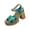 Sky Blue, variant on HTHLVMD Women's Block Heel Sandals, Platform Heel Sandals, Women's Metallic Pu Chunky Heel Sandals – Platform Block Heels With Adjustable Buckle, Comfortable Wedding Party Dress Pump Sandal, Gold 9
