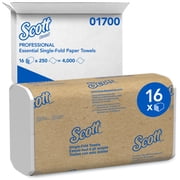 Scott Professional Essential Single-Fold Paper Towels, Bulk (01700), White (250 Sheets/Pack, 16 Packs/Case, 4,000 Sheet Total)