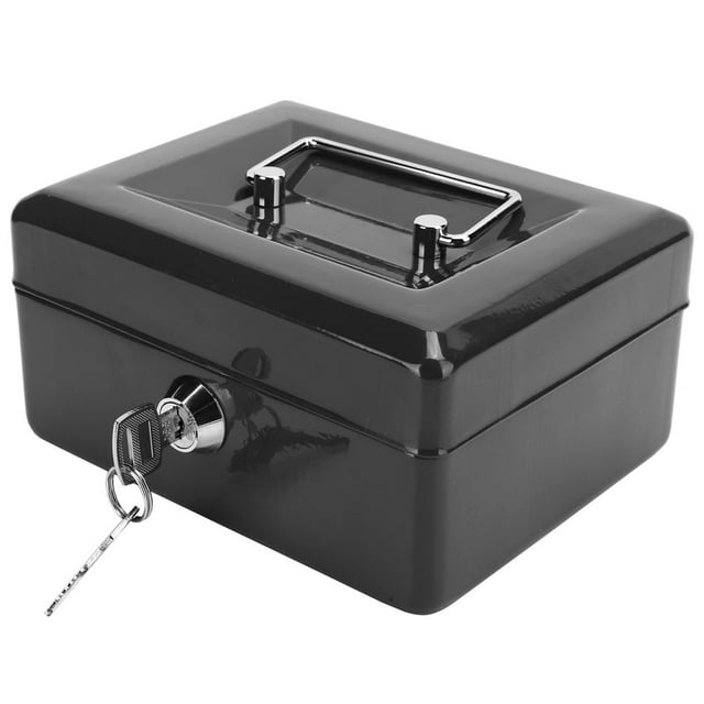 Dosaele Mini Steel Cash Box with Key Lock with 2 Keys 6.0” x 4.7” x 3.1” Gray