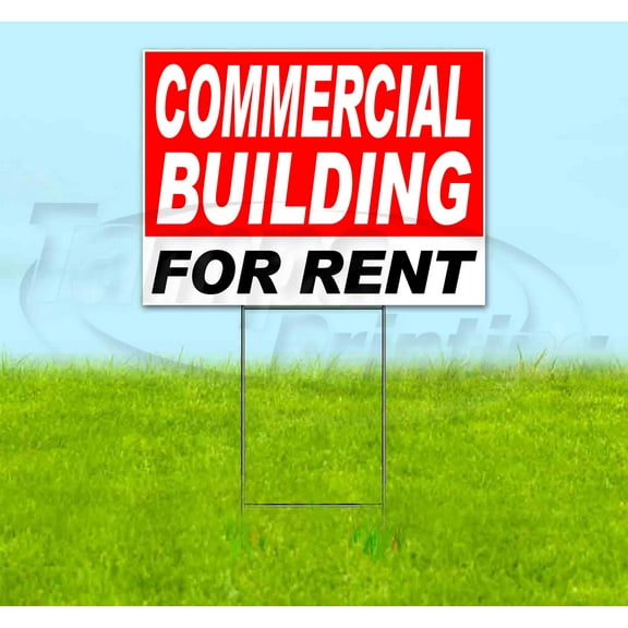 Commbuilding For Rent (18" x 24") Yard Sign, Includes Metal Step Stake