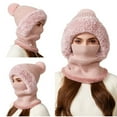 thumbnail image 5 of Women's 3-in-1 Ribbed Knit Hat with Integrated Scarf, Winter Face Mask Beanie, Thermal Ear Flap Trapper Cap, Cold Weather Balaclava Style, Unisex Outdoor Winter Gear - Pink, 5 of 7