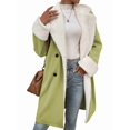 thumbnail image 1 of Abrigos de Invierno de Larga con Solapa Forrada para Mujer, Chaqueta Larga y Cálida con Doble Botonadura, Abrigo de Felpa. Amarillo-Verde M, 1 of 6