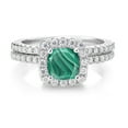 thumbnail image 3 of Gem Stone King 925 Sterling Silver Ring Malachite Moissanite (2.02 Cttw), 3 of 6