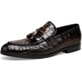 thumbnail image 3 of GOLDEN COXES FAMILY Leather Tassels Shoes for Mens, Classic Alligator Printed Slip On Tassels Loafers Business Shoes Wedding Dress Loafers for Men, 3 of 13