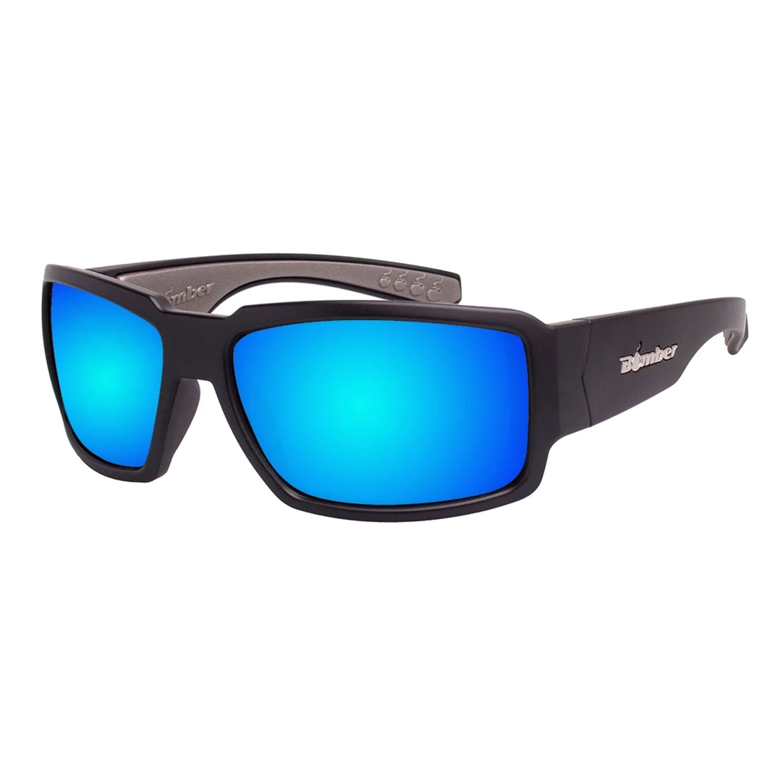 Bomber Sunglasses Boogie Bomb Matte Black Frm / Ice Blue Mirror ANSI ...