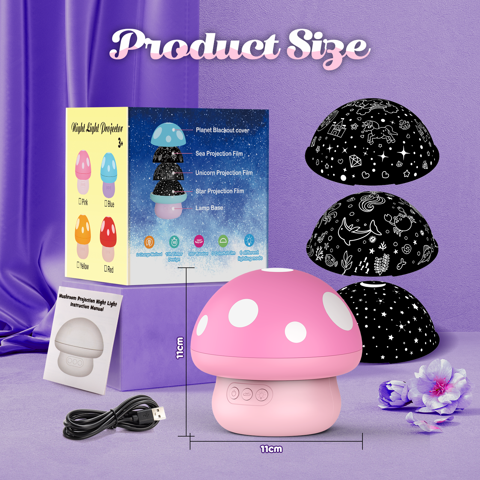 ATOPDREAM Mushroom Star Projector Night Light for Kids photo 2