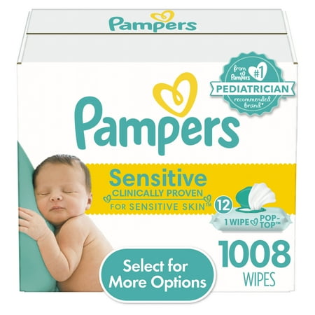 Pampers Sensitive Baby Wipes 12X Flip-Top Packs 1008 Wipes (Select for More Options)