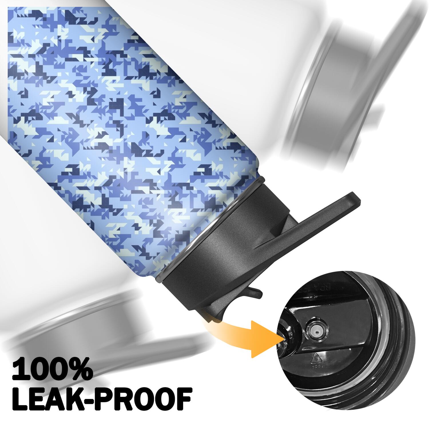 Camouflage Insulated Stainless Steel Water Bottle with Straw & Cleaning Brush – 18/32/40 Oz | Leakproof, BPA-Free, 304 Stainless Steel, Wide Mouth, Travel Mug for Car, Gym, Office