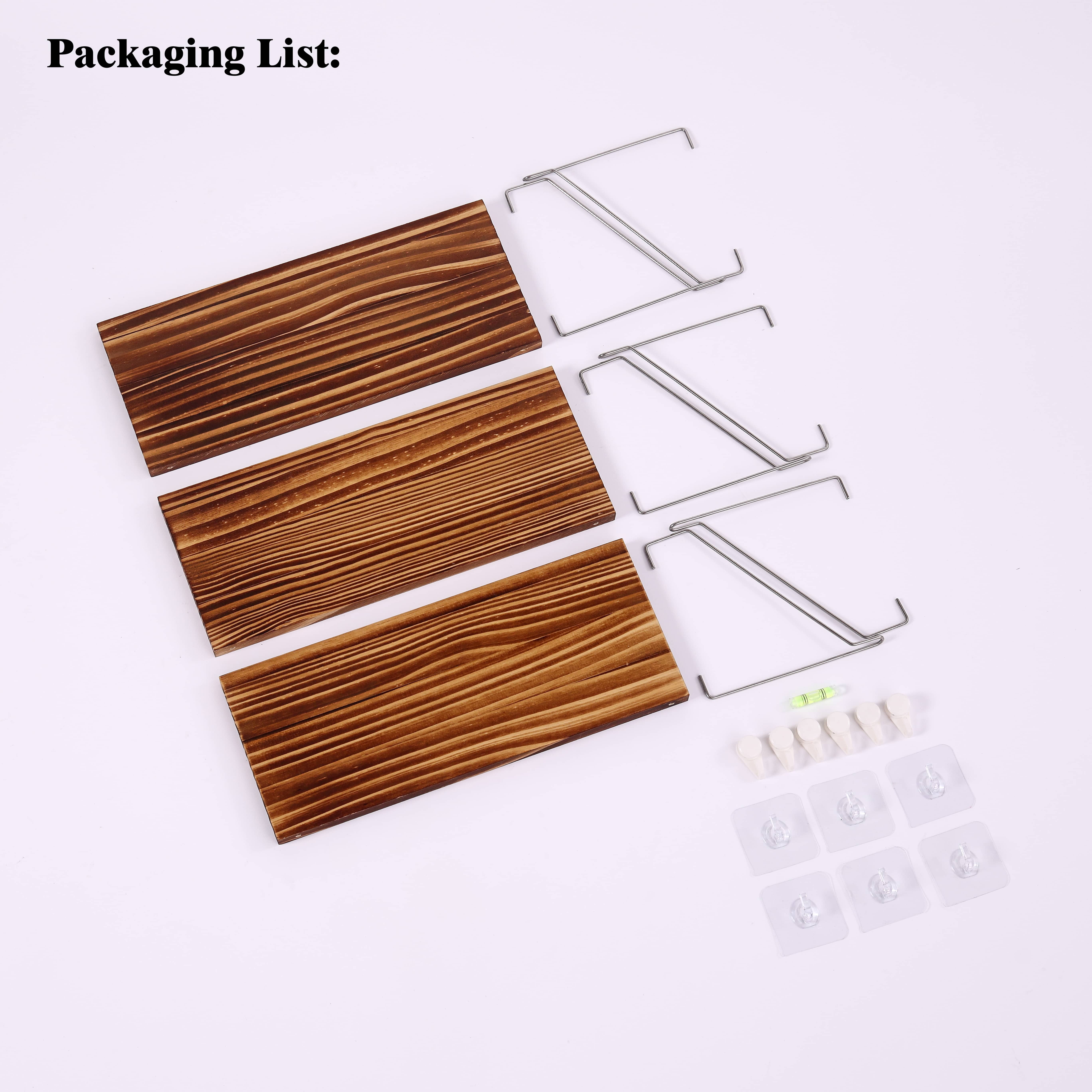 Floating Shelves for Wall Decor 14"x6" 3-Tier, No-Drill Natural Pine Wood Shelf for Projector Mount , Router, Modem, Cable Box,Xbox,mac-mini2024,Switch,Game Controller, for Living Room,Bedroom,Office