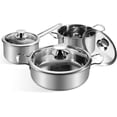 thumbnail image 2 of Stainless Steel Cookware Set, 6-Piece Pot Set, Kitchen Cookware Sets with Glass Lids, Stay-Cool Handle, Oven Safe, Works with Induction, Electric and Gas Cooktops, 2 of 8
