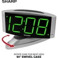 thumbnail image 6 of Sharp LED Digital Alarm Clock Swivel Base Outlet Powered Simple Operation Snooze Dimmer Large Green Digit Display, 6 of 6