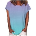 thumbnail image 3 of QLEICOM Women's Tee Shirts, Gradient Color Print Short Sleeve Crew Neck Tee Casual Loose Fit Summer Shirt Tops, Plus Size Gradient Loose Tops, Tees & Blouses for Women S-5XL, 3 of 5