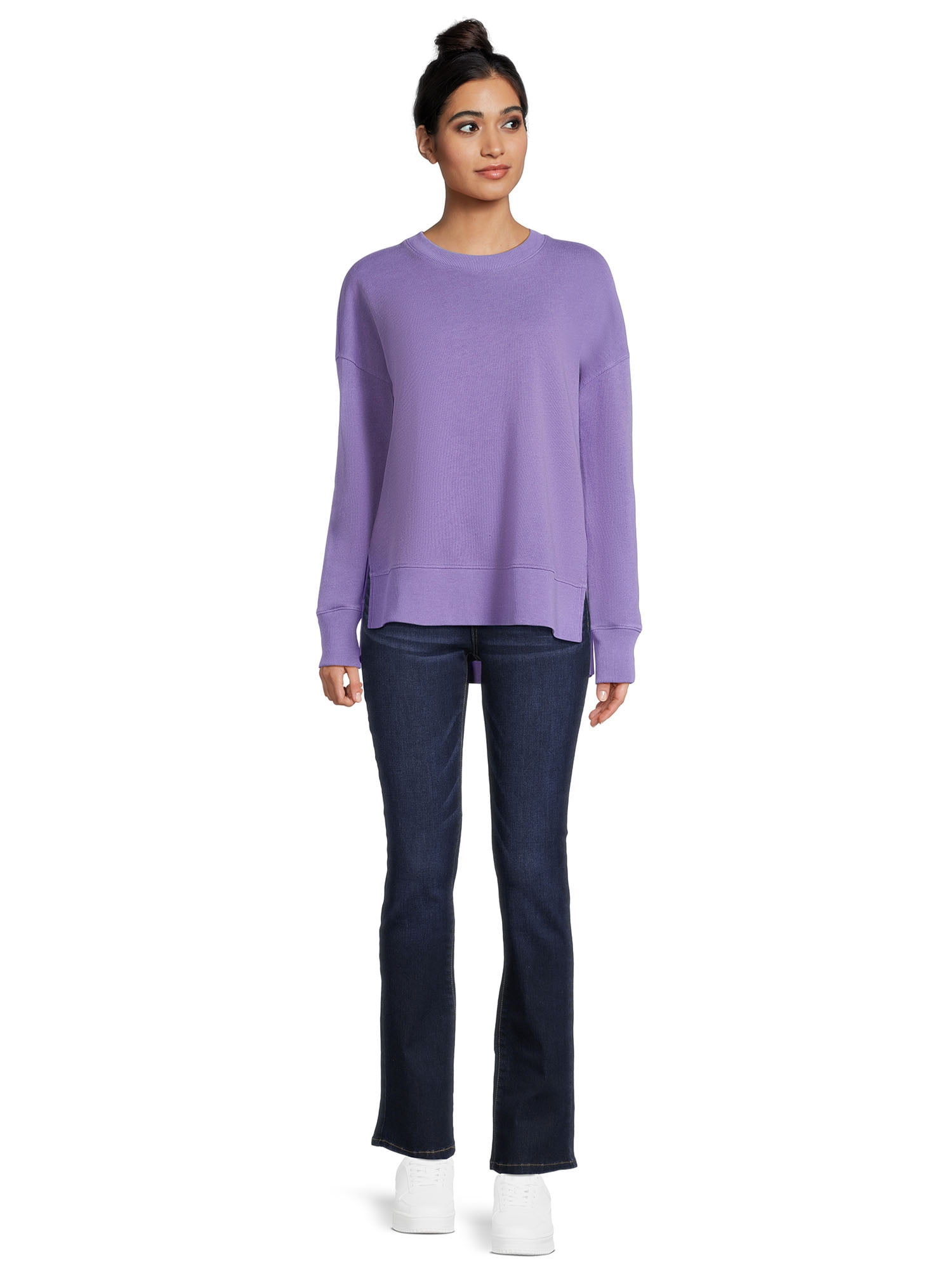 Time and Tru Women's Tunic Sweatshirt with High-Low Hem, Sizes XS -4X