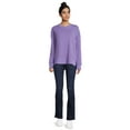 thumbnail image 4 of Time and Tru Women's Crewneck Sweatshirt with High-Low Hem, 2-Pack, Sizes XS-XXXL, 4 of 6