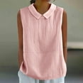 thumbnail image 2 of QASIEATN Summer Women's Fashion Cotton Linen Crew Neck Sleeveless Shirt Solid Color Loose Tank Tops Casual Vest for Women Beach Vacation Clothes, 2 of 5