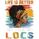 thumbnail image 2 of Vibrant Purple "Life is Better with Locs" T-Shirt - Women's Casual Short Sleeve Crew Neck Top, Machine Washable, Great for Spring and Summer, 2 of 7