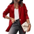 thumbnail image 2 of Chaqueta de traje Color sólido Slim Fit Mangas largas Casual Mujer Chaqueta de oficina para otoño Primavera Rojo S, 2 of 4
