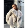 thumbnail image 4 of TRAFZA, moda de invierno, abrigo cálido de felpa para mujer, abrigo grueso informal con cuello vuelto para mujer, prendas de vestir exteriores cortas de manga larga Vintage para mujer, 4 of 5