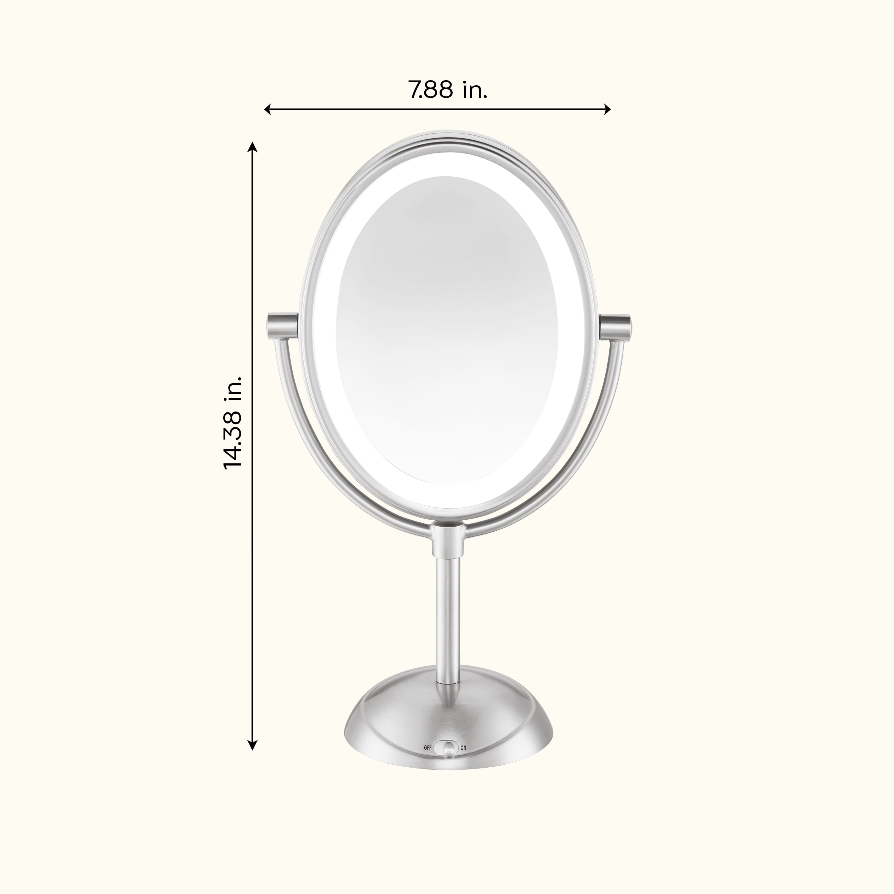 Conair LED Vanity Mirror, Double-Sided 1x/7x Magnification, Satin Nickel
