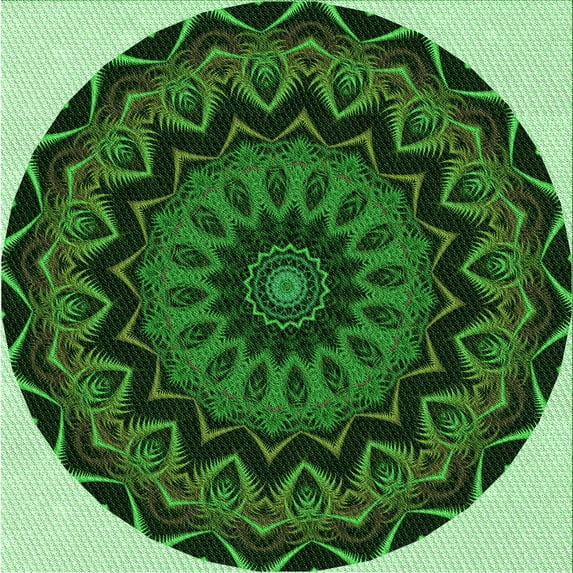 Ahgly Company Machine Washable Indoor Square Transitional Dark Forest Green Area Rugs, 7' Square