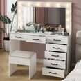 thumbnail image 6 of Ktaxon Large Makeup Vanity, Get Ready with Me GRWM Vanity Table Set w/ Visible Glass Top w/ Charging Station, White, 6 of 10