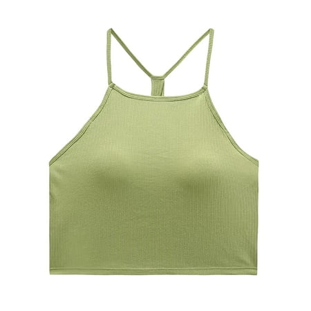 

ZMHEGW Women s Bras Push-Up Bralettes Solid Print Green L