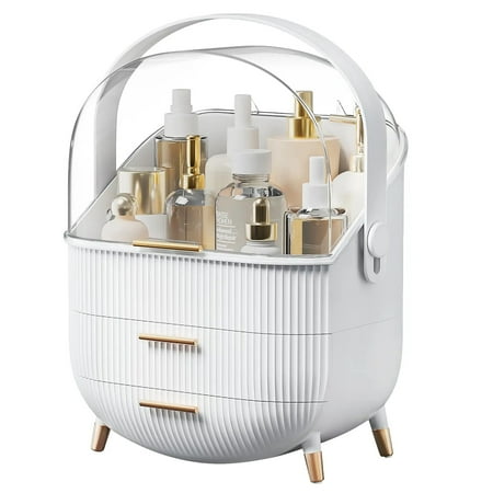 Large Capacity Cosmetics Storage Box Waterproof Dustproof Desktop Beauty Makeup Organizer Transparent Skin Care Storage Drawer White box