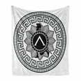 thumbnail image 1 of Retro Soft Flannel Fleece Throw Blanket, Concept of Greek Pattern Spartans Silhouette Retro Design, Cozy Plush for Indoor and Outdoor Use, 70" x 90", Grey Black White, by Ambesonne, 1 of 6