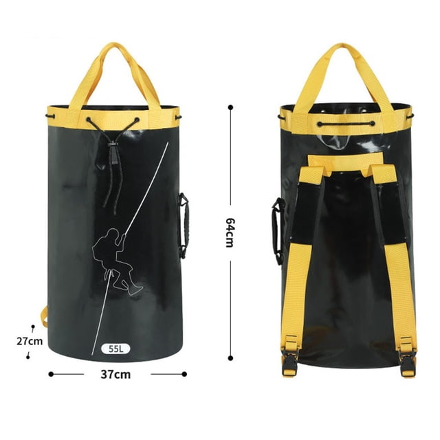 GLFILL Sac à Dos d'Outils Extérieur Sac d'Exploration d'Escalade Sac de Rangement en Corde de Drainage Noir 55L
