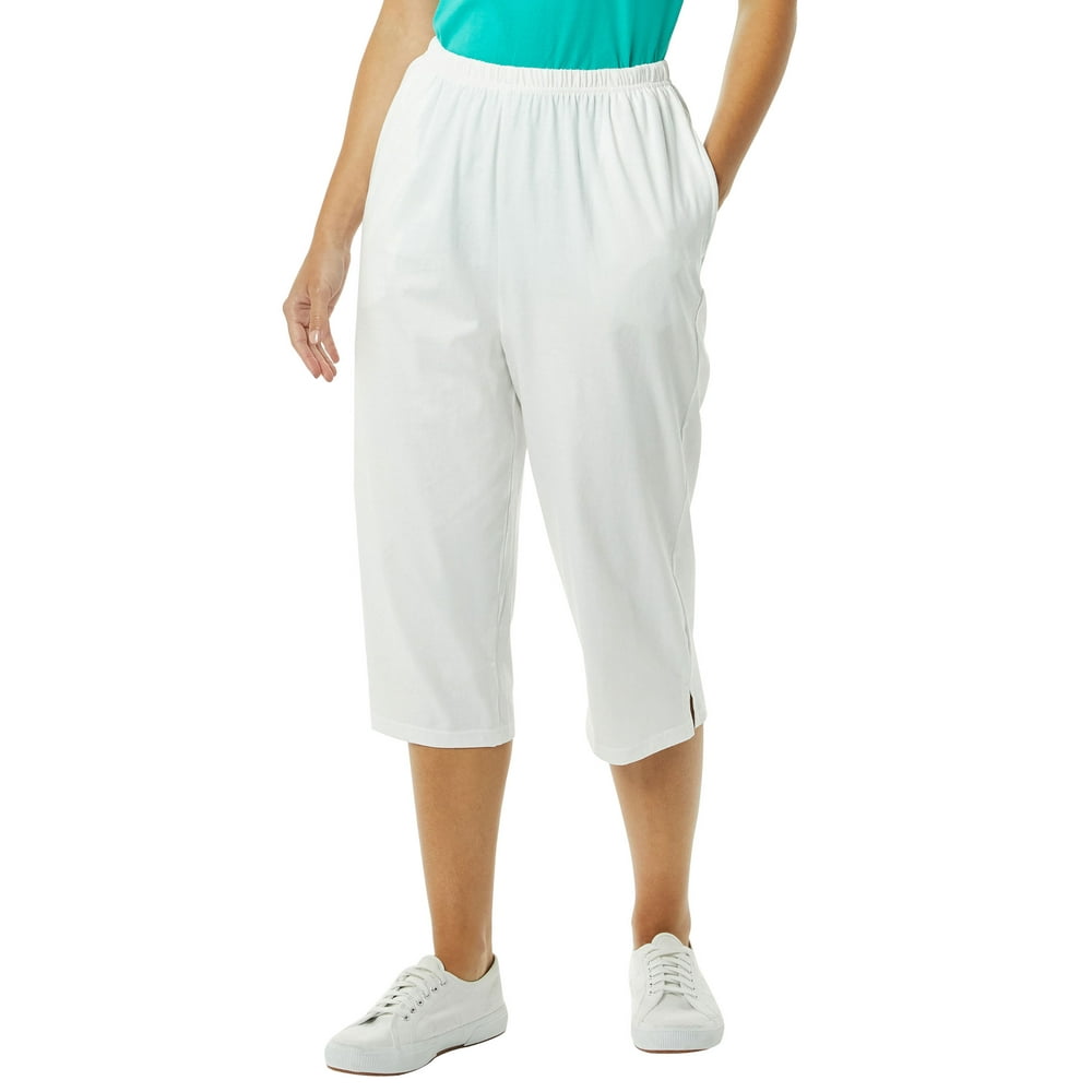 ladies capri pants with elastic waist