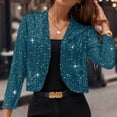 thumbnail image 6 of Women's Sequin Sparkly Cropped Cardigan Dressy Casual Shrugs for Evening Dresses Long Sleeve Open Front Shiny Jacket Blue L, 6 of 6