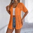 thumbnail image 2 of OIUUAK Boho Cardigan for Women,&nbsp;Kimono Short Sleeve Lightweight Summer Oversized Open Front Knit Sweater Beach Cover Up Outfits, Orange, 2 of 9