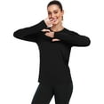 thumbnail image 3 of Cadmus Women's Quick Dry Long Sleeve Shirts Athletic Yoga Tops Casual Sun Protection Running Shirt with Thumb Hole,Black,X-Large, 3 of 5