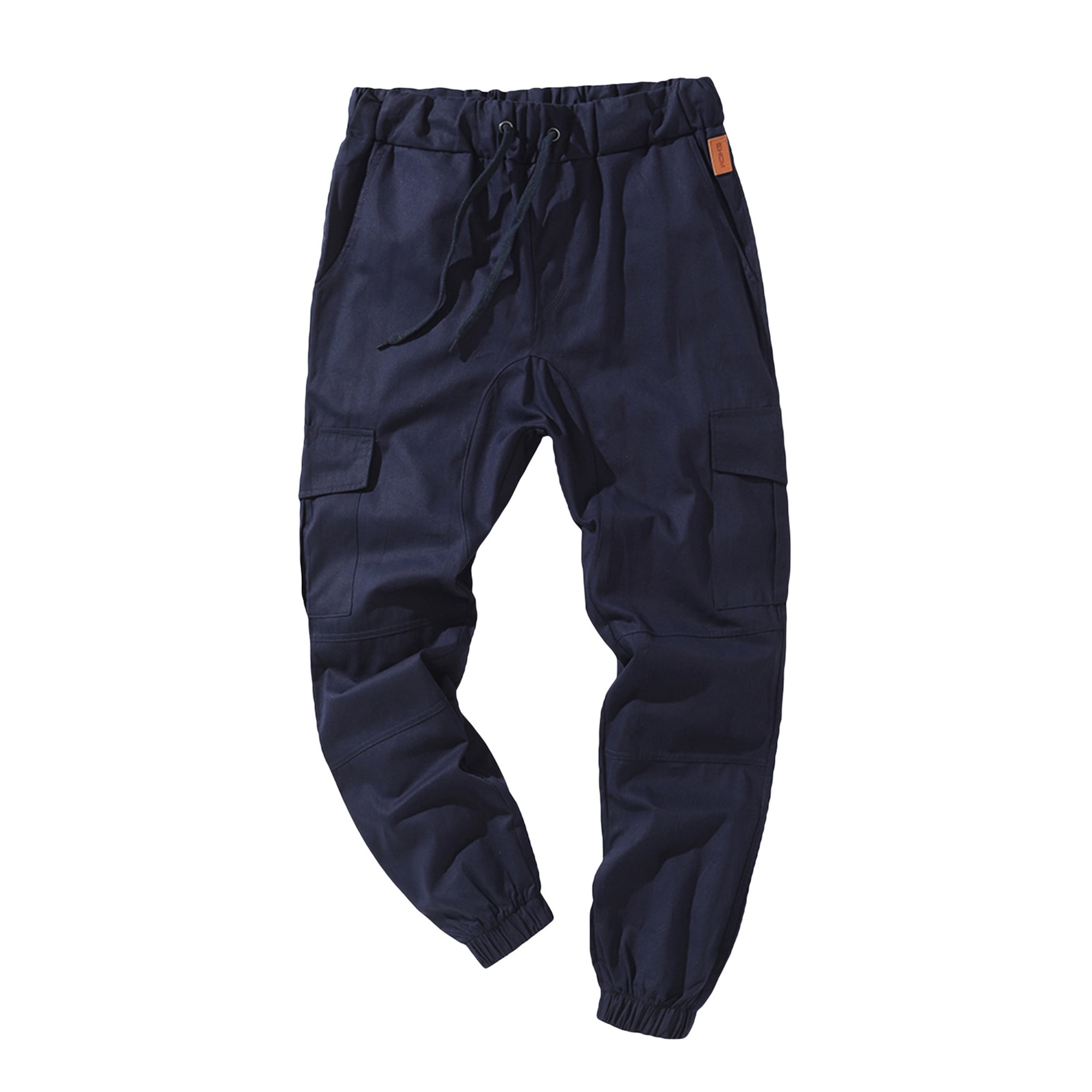 xiaxaixu Men Solid Color Cargo Trousers with Pockets, Loose xiaxaixu Men Solid Color Cargo Trousers with Pockets, Loose