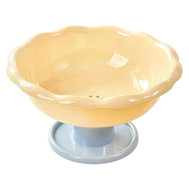 Frutero con forma de flor con orificios de drenaje, plato decorativo para aperitivos, ideal para mesa de centro. Ligero, 26 x 14 cm. Base extraíble. Amarillo