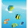 thumbnail image 3 of Ocean Duvet Cover Set, Nautical Navy Deep Sealife Image with Exotic Tropical Exotic Little Fish, Decorative 3 Piece Bedding Set with 2 Pillow Shams, King Size, Blue Orange and Yellow, by Ambesonne, 3 of 3
