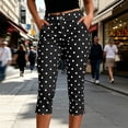 thumbnail image 4 of TEAJOPSUU Women's Capris Leggings Polka Dot Button Zipper Front Cropped Pant with Pockets Casual Slim Fit Yoga Workout Loungewear Trosuers Black, 4 of 6