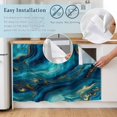 thumbnail image 5 of Teal Blue Marble Cabinet Curtain 35"Wx35"L,Dustproof Under Sink Skirt with Self Adhesive Tape,Ink Painting Modern Abstract Yellow Cabinet Curtain Cover for Kitchen Sink,Bathroom Vanity,Laundry Room, 5 of 9